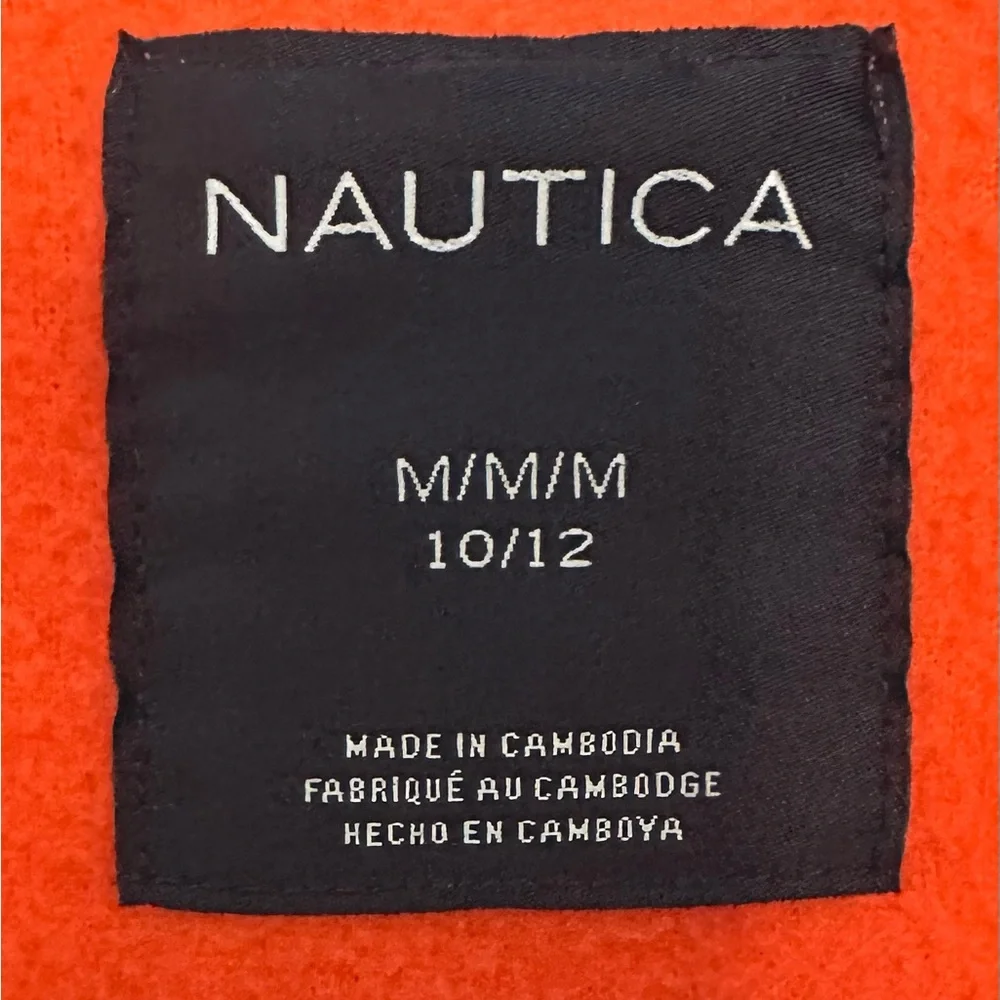 NAUTICA Size M (10/12) Boys Orange and Navy Warm Fall/Winter Jacket with Pockets - Picture 2 of 4